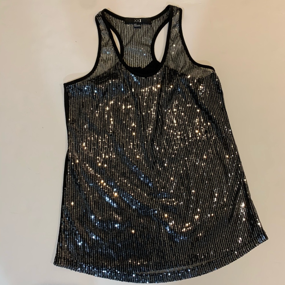 Forever 21 sheer sequin tank top size small
